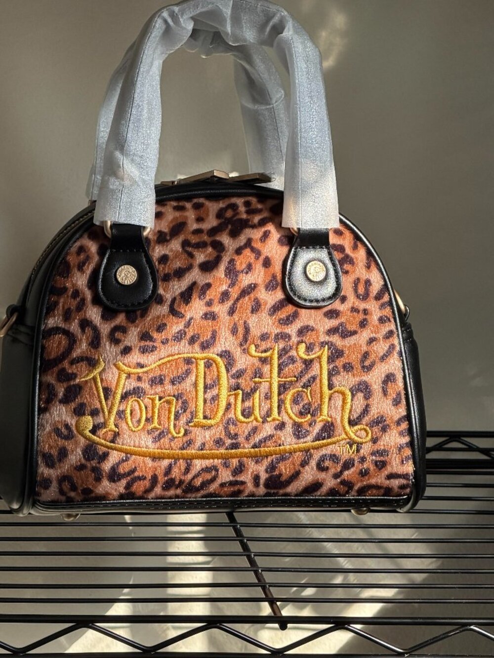 Von Dutch NWT Leopard Print Mini Satchel Bag in Brown